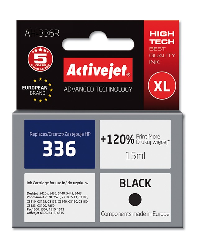 Cartus compatibil HP 336 Black pentru C9362EE, Premium Activejet, Garantie 5 ani